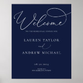 Blauw Minimalistisch Oefenavond Eet Sign Poster (Voorkant)