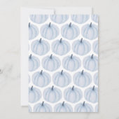 Blauw minimalistisch pompoen Baby shower Kaart (Achterkant)