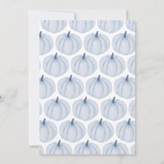 Blauw minimalistisch pompoen Baby shower Kaart (Achterkant)