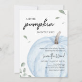 Blauw minimalistisch pompoen Baby shower Kaart (Voorkant)