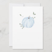Blauw minimalistisch pompoen Baby shower Kaart (Achterkant)