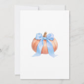 Blauw minimalistisch pompoen Baby shower Kaart (Achterkant)