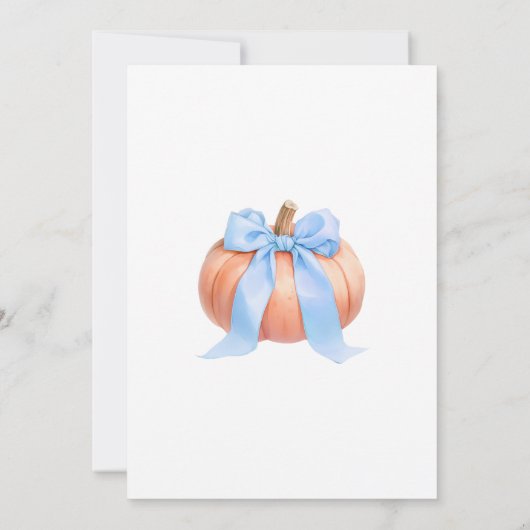 Blauw minimalistisch pompoen Baby shower Kaart (Achterkant)