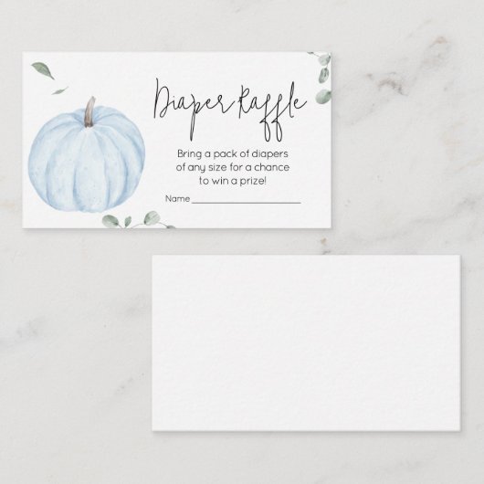 Blauw Minimalistisch Pompoen Baby shower Luier Raf Informatiekaartje (Voorkant / Achterkant)