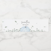 Blauw minimalistisch pompoen Baby shower Waterfles Etiket (Enkel label)