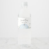 Blauw minimalistisch pompoen Baby shower Waterfles Etiket (Voorkant)