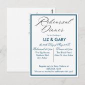 Blauw minimalistisch repetitiediner briefkaart (Voorkant / Achterkant)