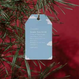 Blauw Minimalistisch rustiek jongen baby shower Cadeaulabel