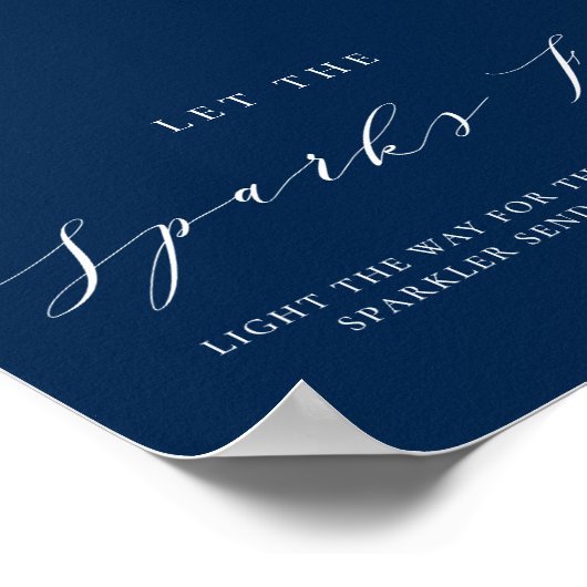 Blauw minimalistisch script laat de Sparks Fly Wed Poster (Hoek)