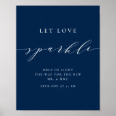 Blauw minimalistisch script laat je liefhebben op  poster (Voorkant)