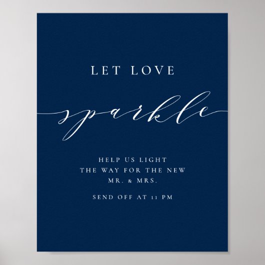 Blauw minimalistisch script laat je liefhebben op  poster (Voorkant)