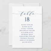 Blauw Minimalistisch Script Zitschema Tafelnummer (Voorkant)