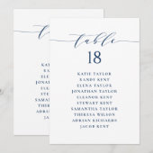 Blauw Minimalistisch Script Zitschema Tafelnummer (Voorkant / Achterkant)