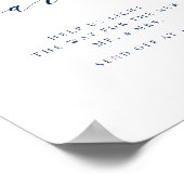 Blauw minimalistisch scriptweddenschap poster (Hoek)