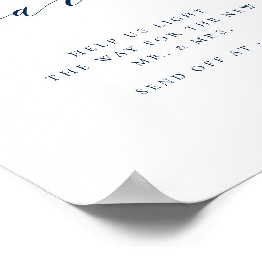 Blauw minimalistisch scriptweddenschap poster (Hoek)