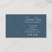Blauw Minimalistisch Tandheelkundig Visitekaartje (Achterkant)