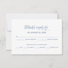 Blauw Minimalistisch Trouw-RSJP Elegante Antwoordk RSVP Kaartje