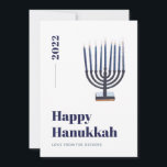 Blauw Minimalistisch Waterverf Menora Kaars Hanukk Feestdagenkaart<br><div class="desc">© Gorjo Designs. Voor jou gemaakt via het Zazzle platform.</div>
