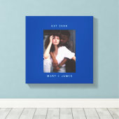 Blauw | Minimalistische aangepaste fototekst Canvas Afdruk (Insitu (Houten vloer))