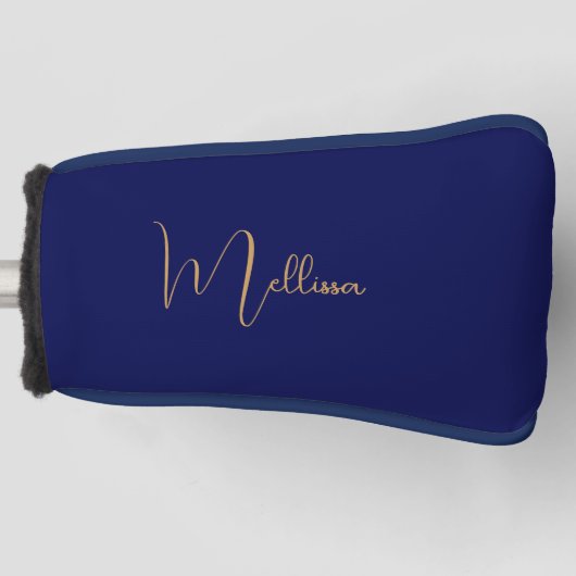 Blauw minimalistische aangepaste naam  golfheadcover (Voorkant)