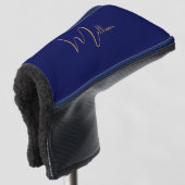 Blauw minimalistische aangepaste naam  golfheadcover (3/4 voorkant)