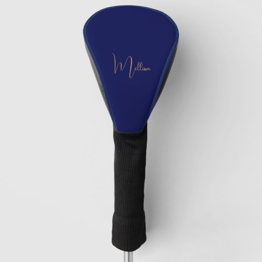 Blauw minimalistische aangepaste naam golfheadcover (Voorkant)