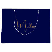Blauw minimalistische aangepaste naam groot cadeauzakje (Voorkant)