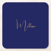 Blauw minimalistische aangepaste naam  kartonnen onderzetters (Voorkant)