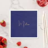 Blauw minimalistische aangepaste naam servet (Insitu)