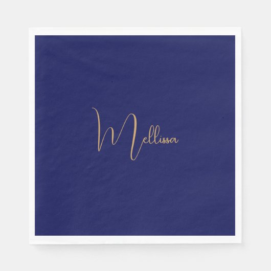 Blauw minimalistische aangepaste naam servet (Voorkant)