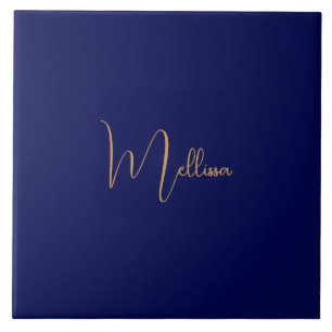 Blauw minimalistische aangepaste naam  tegeltje