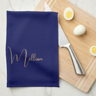 Blauw minimalistische aangepaste naam theedoek