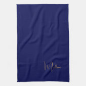 Blauw minimalistische aangepaste naam theedoek (Verticaal)