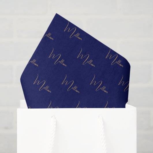 Blauw minimalistische aangepaste naam tissuepapier (Cadeauzakje)