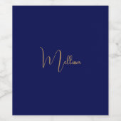 Blauw minimalistische aangepaste naam  wijn etiket (Enkel label)