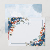 Blauw minimalistische dank u notitiekaartje (Voorkant / Achterkant)