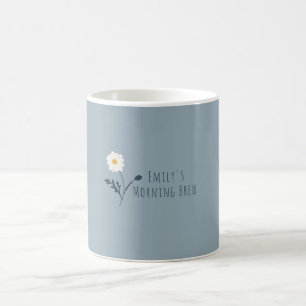 Blauw Minimalistische Madelief & Tekst Modern Boer Koffiemok