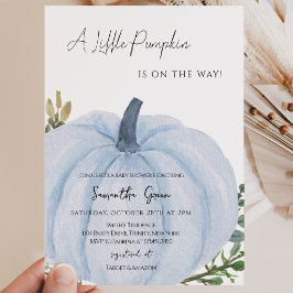 Blauw Minimalistische Pompoen Baby Shower Kaart