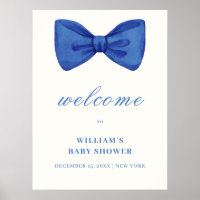 Blauw Minimalistische Strik Jongens Baby Shower We