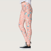 Blauw Mint Green Coral Red Pink Terrazzo Art Leggings (Links)