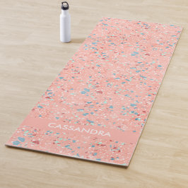 Blauw Mint Green Coral Red Pink Terrazzo Art Yogamat
