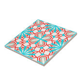 Blauw Mint Red White Gray Mosaic Geometric Pattern Tegeltje (Zijkant)