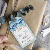 Blauw, mintgroene bloemen Dank je wel bruidsfeest Cadeaulabel