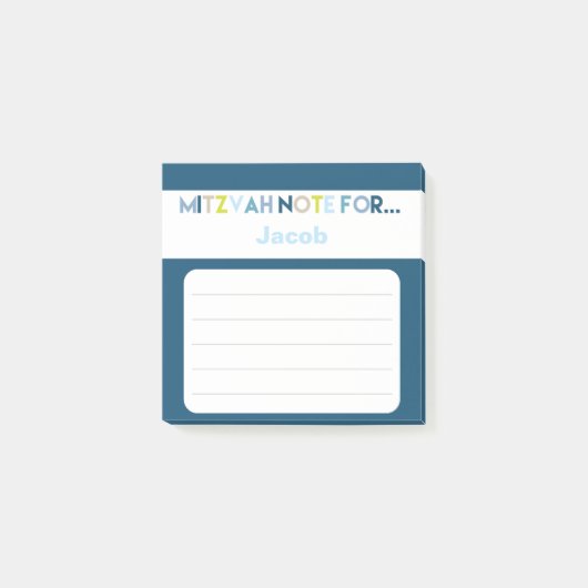 Blauw Mitzvah Opmerking: 3x3 kleverige pad Post-it® Notes (Voorkant)