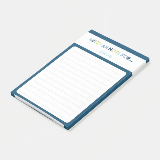 Blauw Mitzvah Opmerking: 4x6 kleverige pad Post-it® Notes (Schuin)
