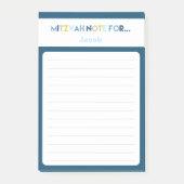 Blauw Mitzvah Opmerking: 4x6 kleverige pad Post-it® Notes (Voorkant)