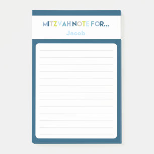 Blauw Mitzvah Opmerking: 4x6 kleverige pad Post-it® Notes