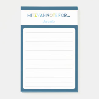 Blauw Mitzvah Opmerking: 4x6 kleverige pad Post-it® Notes