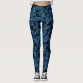 Blauw, mode afdrukken, patroon leggings (Voorkant)