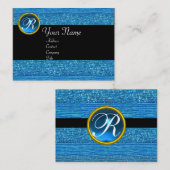 BLAUW MODE KRALEN SAFFIER GEM MONOGRAM VISITEKAARTJE (Voorkant / Achterkant)